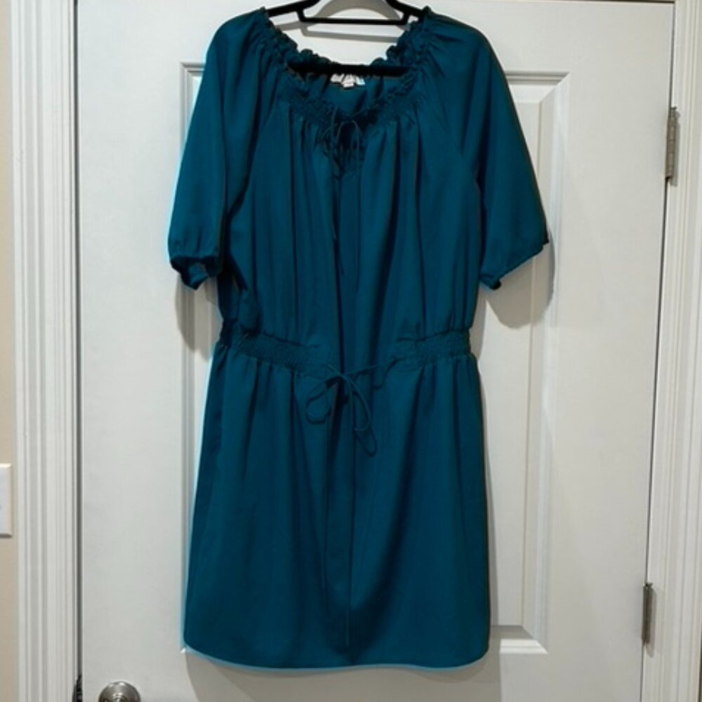 LOFT Teal Blue Short Sleeve Mini Dress